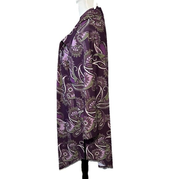 Slinky Brand Womens Open Front Cardigan Wrap Plus Size 1X Floral Paisley Duster - Picture 4 of 10